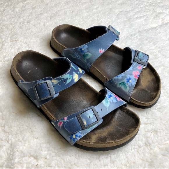 Birkenstock Shoes - Blue Floral Birkenstock Sandals